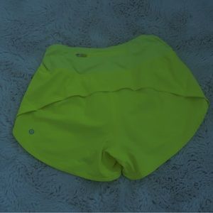 Neon yellow lululemon shorts
